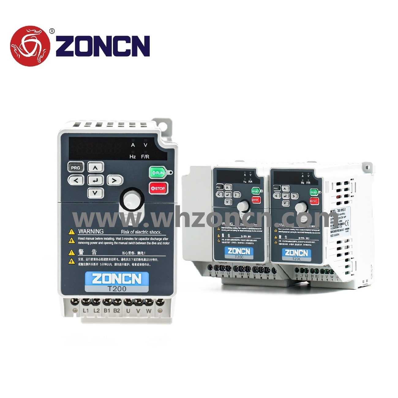 ZONCN T200 Variable Frequency Drive VFD Inverter with 0.4kW-160kW Power Range Multi-Control Modes and Built-in EMC Filter